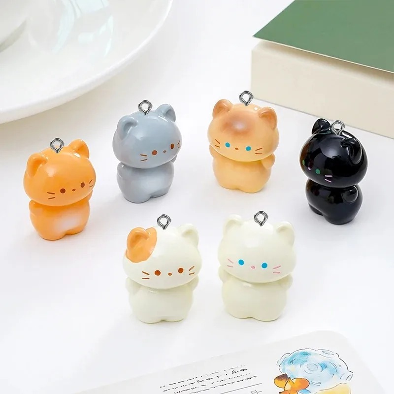 Resin Art Gift Ideas - 10er-Pack Süße 3D-Stehende Kätzchen-Harzanhänger, Cartoon-Siamesische Katze