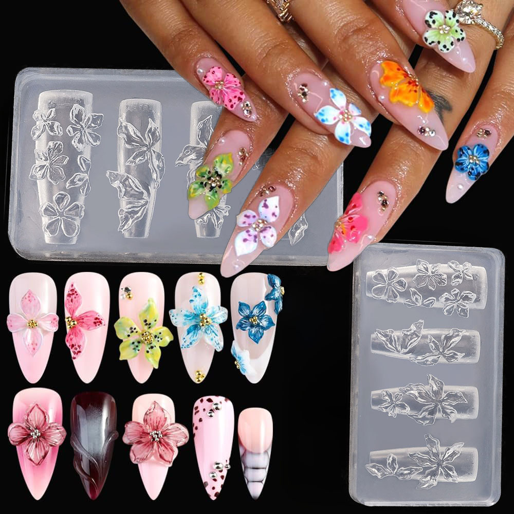 Resin Art Template - 3D-Blumen-Nagelform DIY Silikon-Nagelwerkzeuge Hawaii Hibiskus Blütenblatt