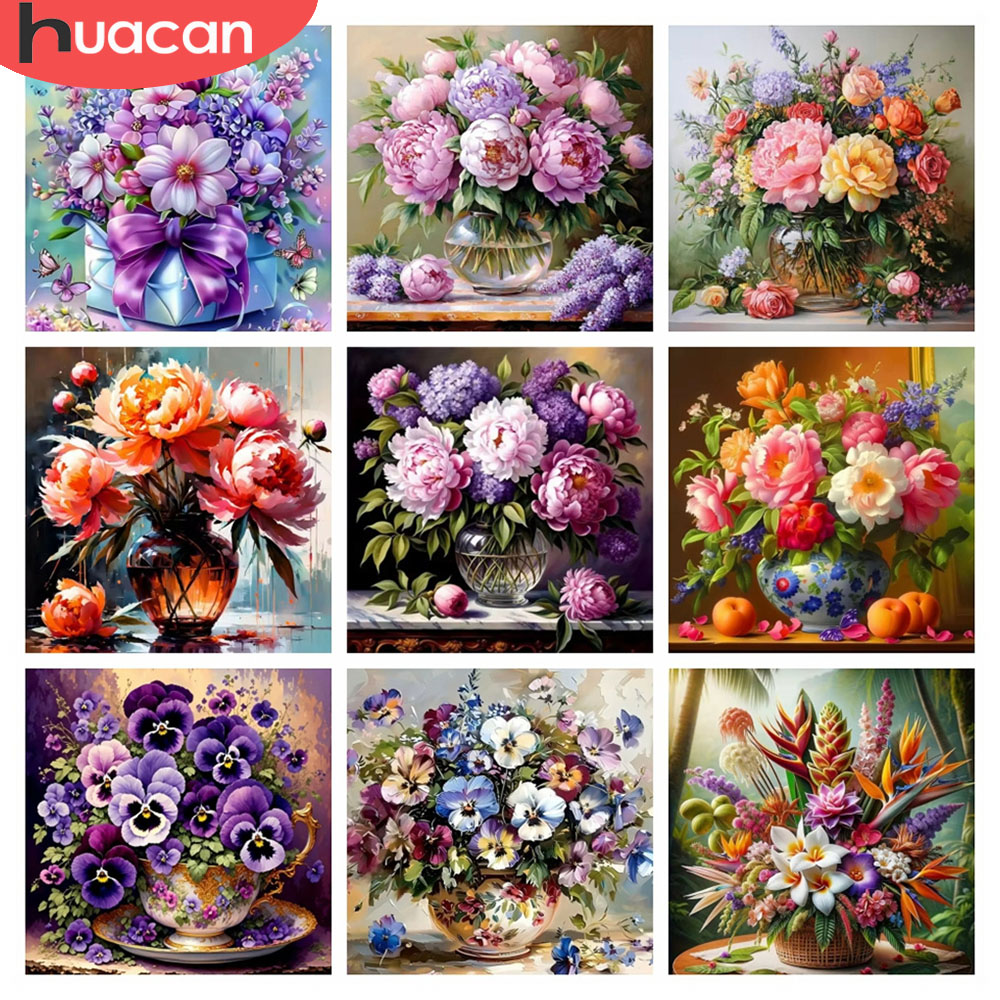 Resin Art Wallpaper - HUACAN 5D Diamant Mosaik Rose Blume