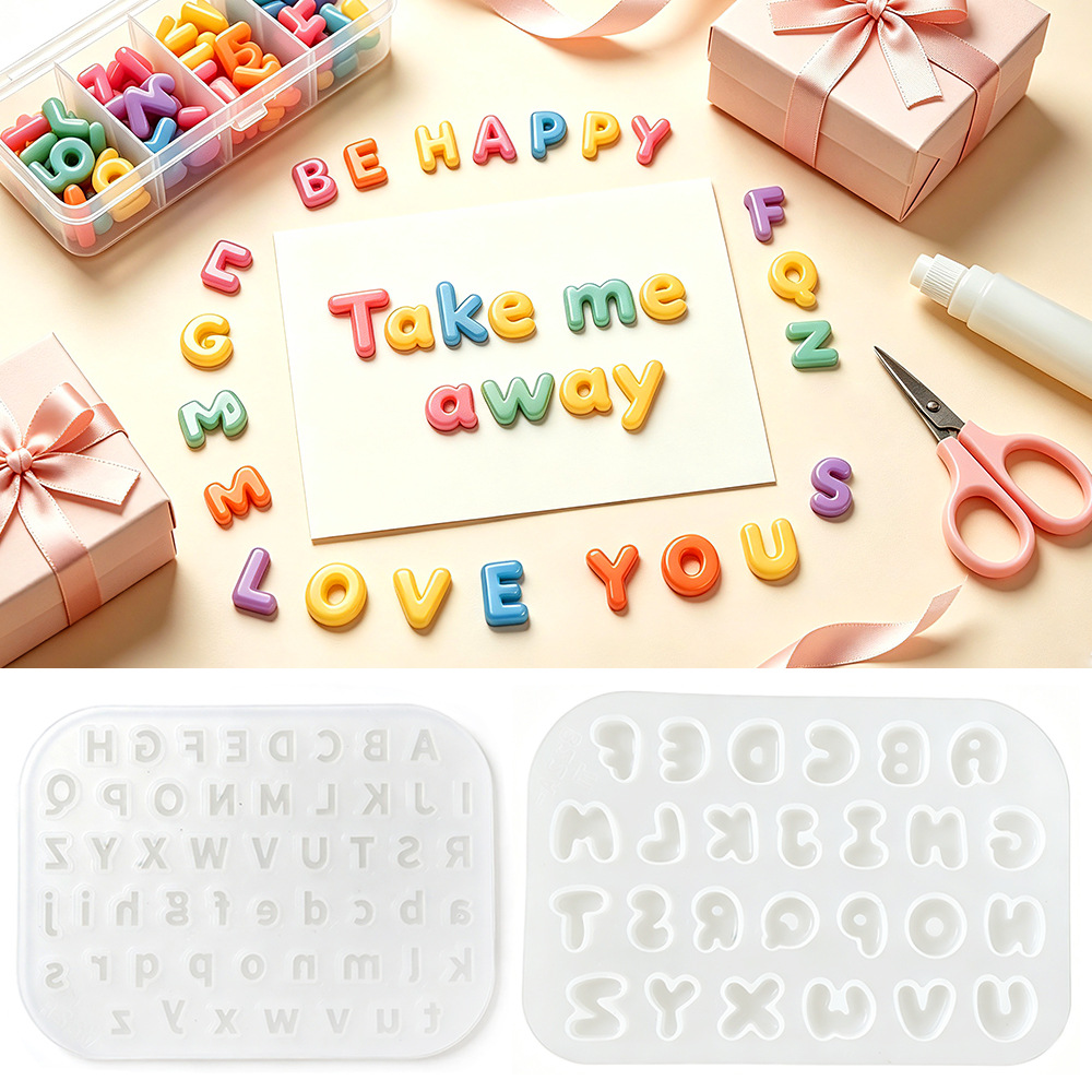 Resin Art Alphabet - Neue 26 Mini-Alphabet-Silikonform DIY Kristall-Epoxidharzform Englische