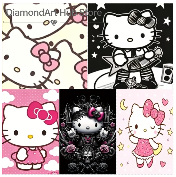 Resin Art With Rose - 5D DIY Diamantmalerei, niedliche Sanrio-Cartoon-Kunst, Hello