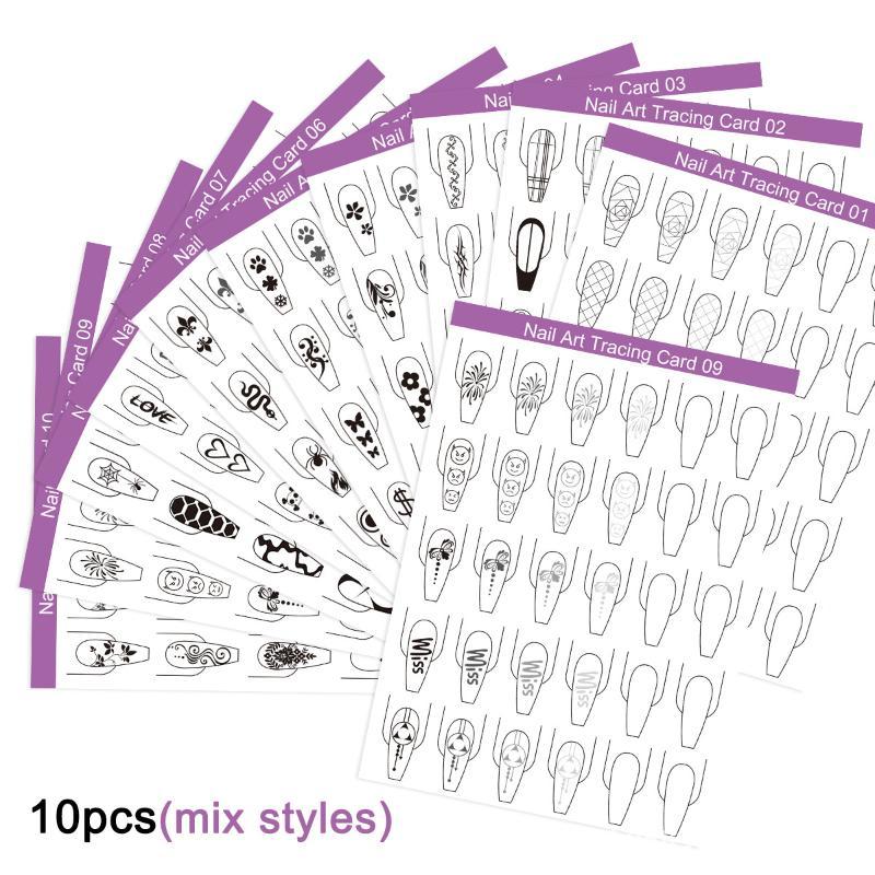 Resin Art Guide Book - 10 Stück Nagelkunst-Übungspapier Zeichnen Malen Vorlage