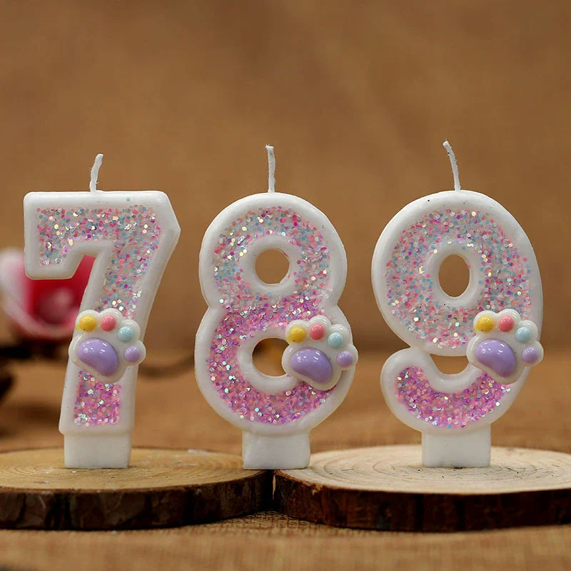 Resin Art Alphabet - Kreative süße Katzenpfote Kuchen Nummer Geburtstagskerzen