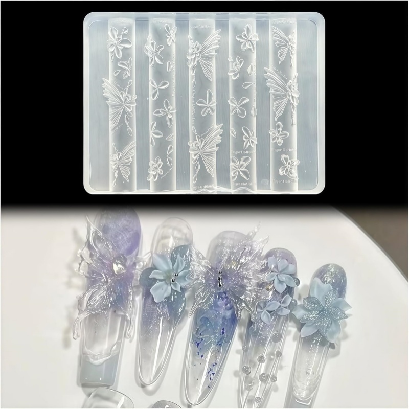 Resin Art Template - 3D Schmetterling Blume Gel Nail Art