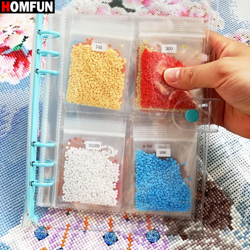 Resin Art Guide Book - HOMFUN 113-teiliges Aufbewahrungsbuch für Diamantmalerei, Lila/Grün/Weiß/Rosa/Gelb/Blau,