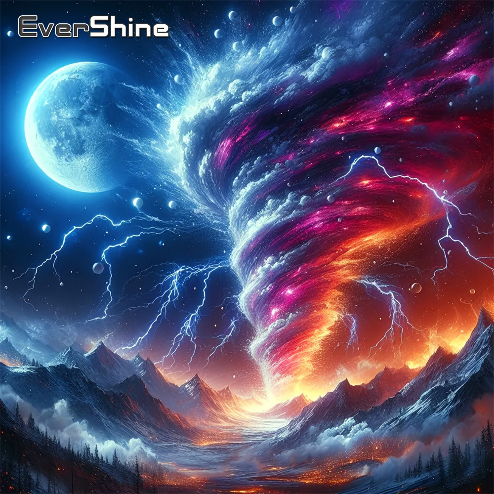 Resin Art Wallpaper - Evershine Vollquadratische Diamantmalerei Tornado-Bild Strass-Stickerei Landschaft