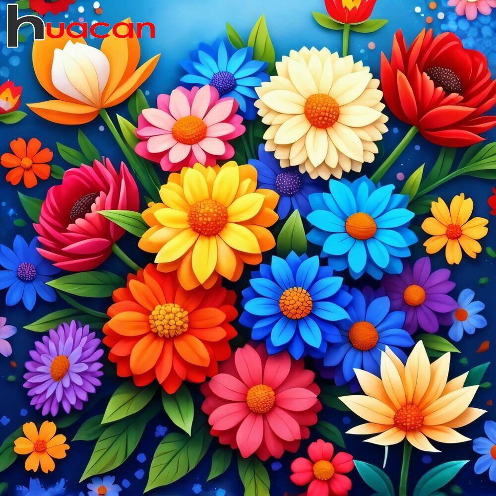 Resin Art Wallpaper - Huacan Diamant-Kunst-Mosaik-Set, Chrysanthemenblume, voller Platz, runder