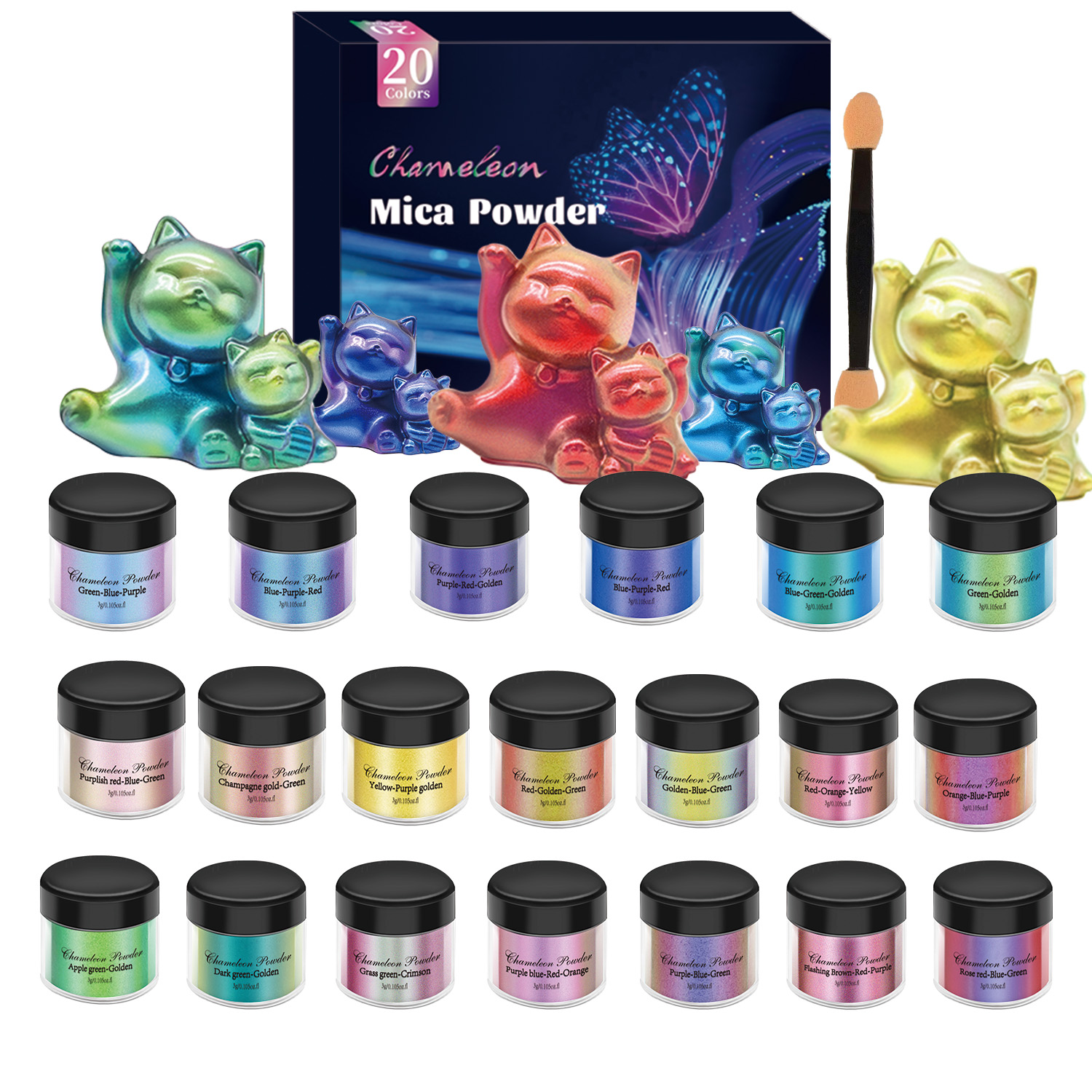 10/20 Stück Spiegel-Chamäleon- – Pearl Powder Resin Bewertung und Preis