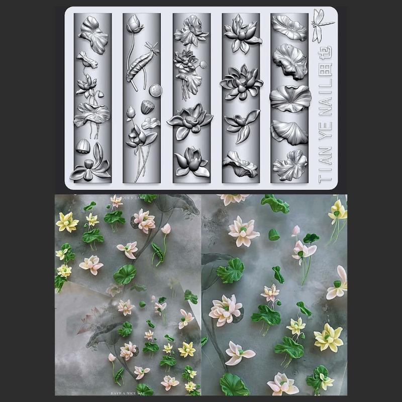 Blumen Serie 3D gebogene Nagel – Resin Art Template Bewertung und Preis