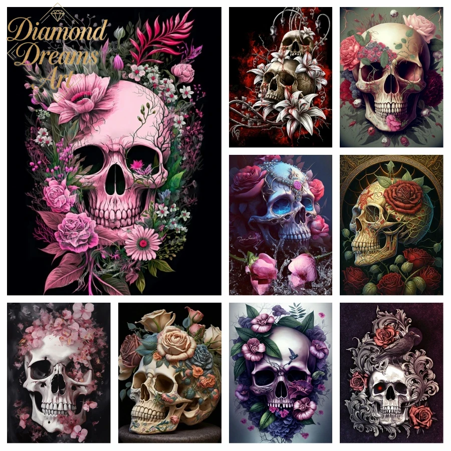 Rahmenloses Halloween-Totenkop – Resin Art With Rose Bewertung und Preis